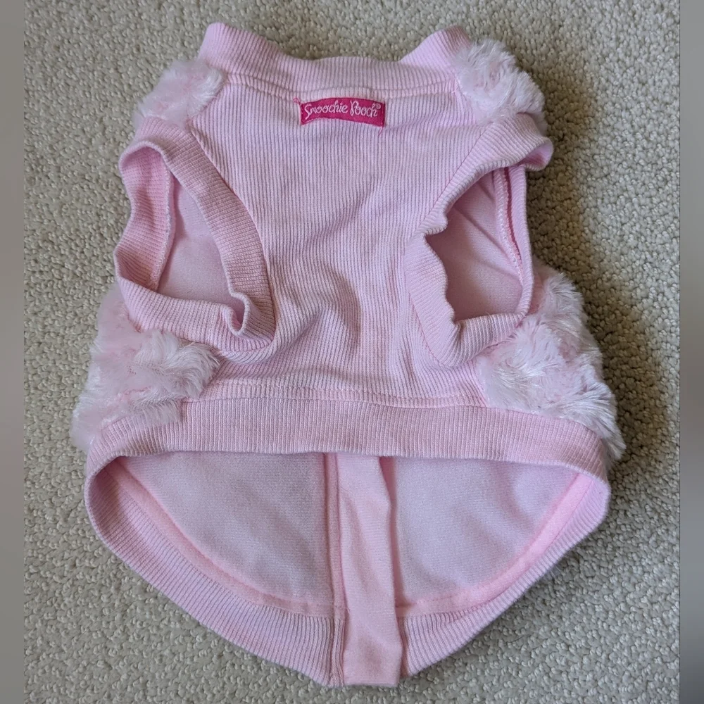 Smoochie Pooch Pink Furry Bow Zip Coat